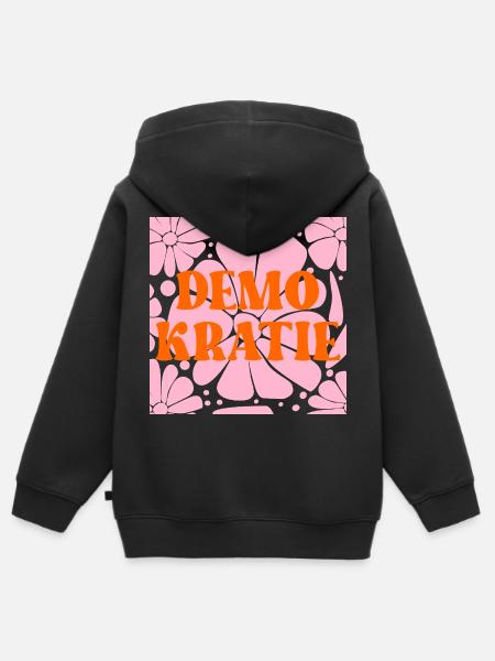 Blumen Verantwortung Demokratie - Kinder Premium Organic Zip Hoodie - Schwarz
