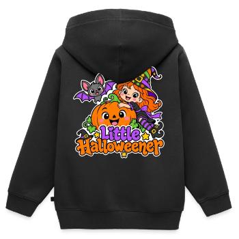 Kleine Hexe und Kürbis Spaß - Kinder Premium Organic Zip Hoodie - Schwarz - Hinten - AI Model Kid Male (0cm)
