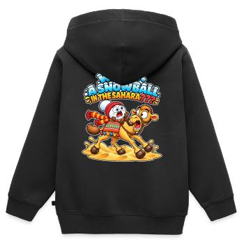Lustiges Camel Kids T-Shirt Schneeball in der Sahara - Kinder Premium Organic Zip Hoodie - Schwarz - Hinten - AI Model Kid Male (0cm)