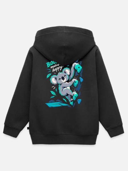 Süßer Koala beim Bouldern – Klettern Spruch - Kinder Premium Organic Zip Hoodie - Schwarz