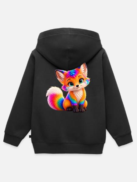 Der kleine Farbenfuchs - Kinder Premium Organic Zip Hoodie - Schwarz