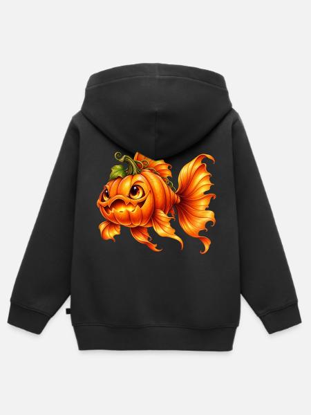 Kürbisfisch - Kinder Premium Organic Zip Hoodie - Schwarz