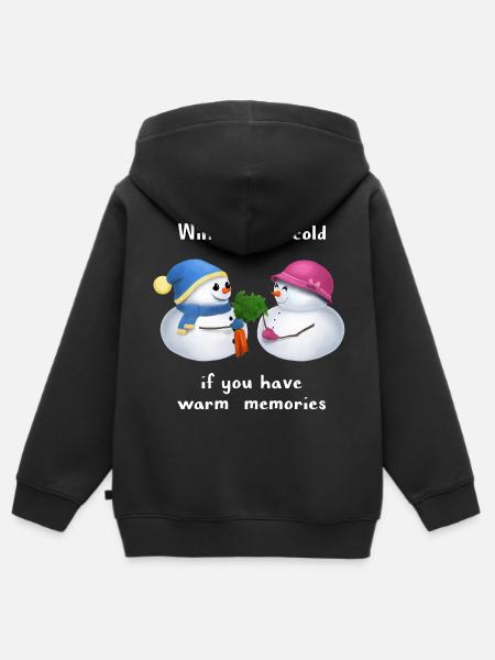 Winter isn't cold - Schneemann Paar - Kinder Premium Organic Zip Hoodie - Schwarz