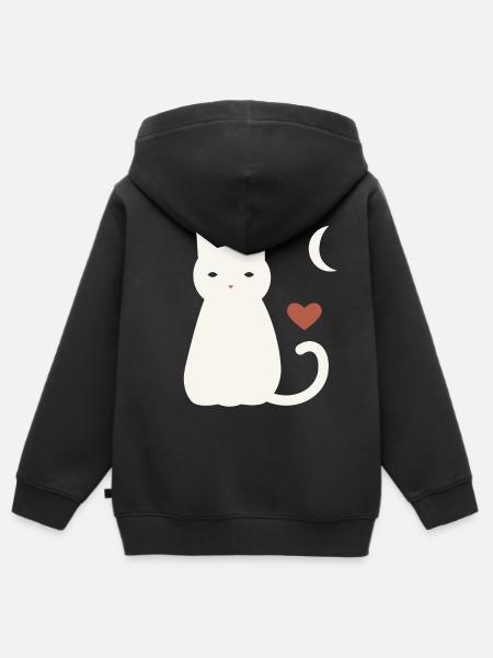 Halloween Katze Herren - Kinder Premium Organic Zip Hoodie - Schwarz