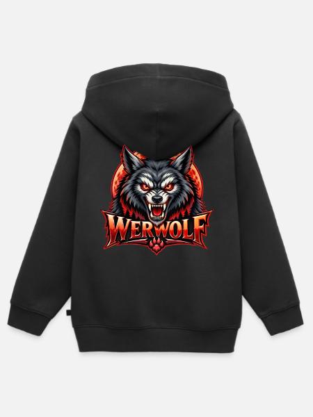 Blutmond Werwolf Emblem - Kinder Premium Organic Zip Hoodie - Schwarz