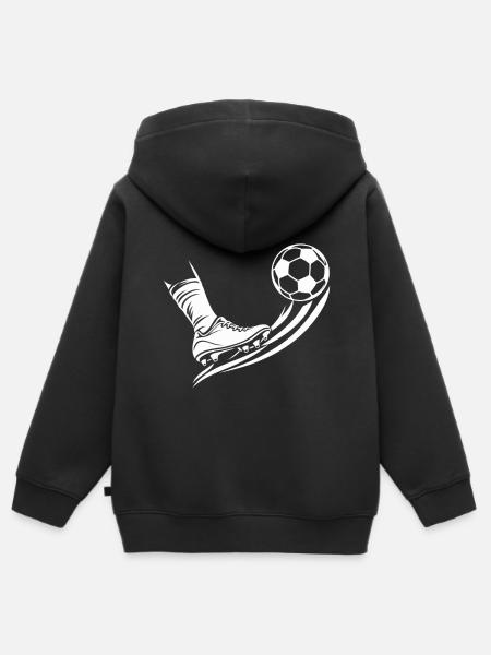 Fußballschuh mit Kometenball - Kinder Premium Organic Zip Hoodie - Schwarz