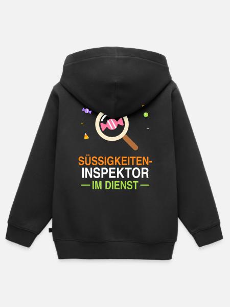 Süßigkeiten-Inspektor im Dienst – Halloween - Kinder Premium Organic Zip Hoodie - Schwarz