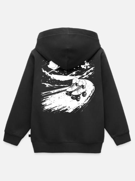 Rollschuhlaufen Skizze - Kinder Premium Organic Zip Hoodie - Schwarz
