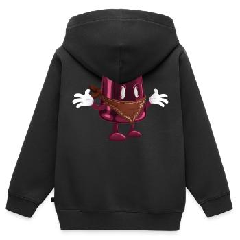 Ein Eimer mit Armen und Beinen - Kinder Premium Organic Zip Hoodie - Schwarz - Hinten - AI Model Kid Male (0cm)