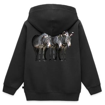 Drei Zebras - Kinder Premium Organic Zip Hoodie - Schwarz - Hinten - AI Model Kid Male (0cm)
