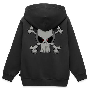 Cooler Totenkopf im Piratenflaggen Stil Shirt - Kinder Premium Organic Zip Hoodie - Schwarz - Hinten - AI Model Kid Male (0cm)