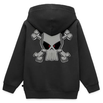 Cooler Totenkopf im Piratenflaggen Stil Shirt - Kinder Premium Organic Zip Hoodie - Schwarz - Hinten - AI Model Kid Male (0cm)