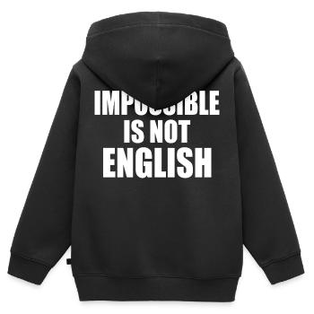 impossible is not english - england - Kinder Premium Organic Zip Hoodie - Schwarz - Hinten - AI Model Kid Male (0cm)