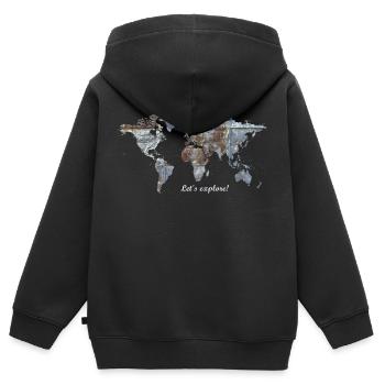 Weltkarte - Let's explore! - Kinder Premium Organic Zip Hoodie - Schwarz - Hinten - AI Model Kid Male (0cm)