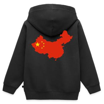 T-shirt de drapeau chinesiche Chine cadeau - Sweat Premium à capuche zippé enfant bio - noir - Dos - AI Model Kid Male (0cm)