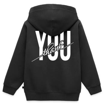 Merci Merci Merci cadeau - Sweat Premium à capuche zippé enfant bio - noir - Dos - AI Model Kid Male (0cm)