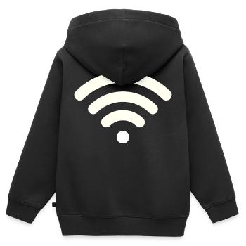 Wifi blanc - Sweat Premium à capuche zippé enfant bio - noir - Dos - AI Model Kid Male (0cm)