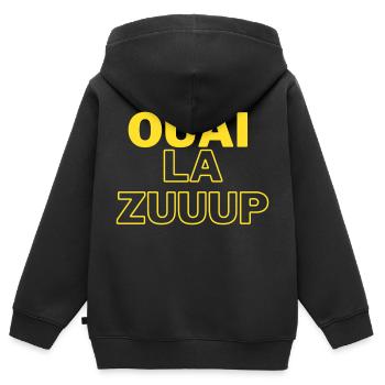 Ouai la ZUUUP - Sweat Premium à capuche zippé enfant bio - noir - Dos - AI Model Kid Male (0cm)