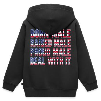 Homme né mâle élevé - Sweat Premium à capuche zippé enfant bio - noir - Dos - AI Model Kid Male (0cm)