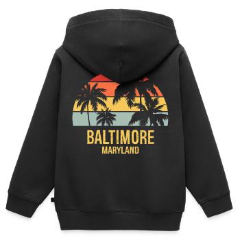 Baltimore - Sweat Premium à capuche zippé enfant bio - noir - Dos - AI Model Kid Male (0cm)