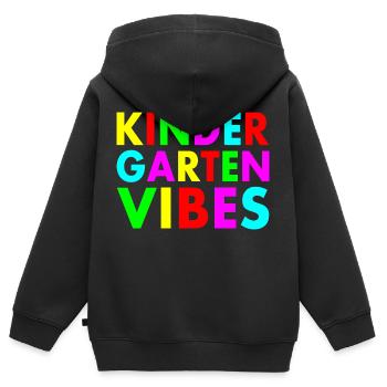 kindergarten vibes - Sweat Premium à capuche zippé enfant bio - noir - Dos - AI Model Kid Male (0cm)