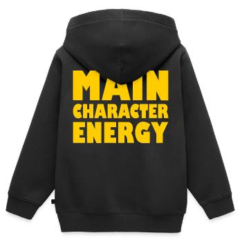 Main character energy - Kinder Premium Organic Zip Hoodie - Schwarz - Hinten - AI Model Kid Male (0cm)