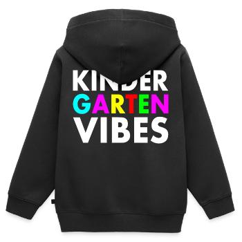 kindergarten vibes - Sweat Premium à capuche zippé enfant bio - noir - Dos - AI Model Kid Male (0cm)