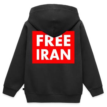Free iran - Kinder Premium Organic Zip Hoodie - Schwarz - Hinten - AI Model Kid Male (0cm)