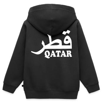 Qatar - Sweat Premium à capuche zippé enfant bio - noir - Dos - AI Model Kid Male (0cm)