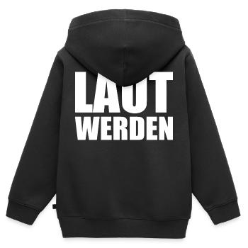 Laut werden - Kinder Premium Organic Zip Hoodie - Schwarz - Hinten - AI Model Kid Male (0cm)