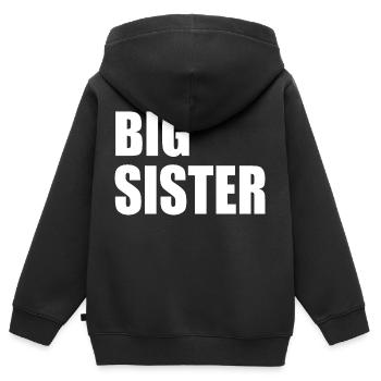 Big sister - Sweat Premium à capuche zippé enfant bio - noir - Dos - AI Model Kid Male (0cm)