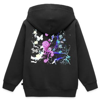 Fleurs,Fleur,Printemps,Fleurs, Abstrait - Sweat Premium à capuche zippé enfant bio - noir - Dos - AI Model Kid Male (0cm)