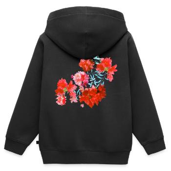 laurier-rose,fleur,lotus,vigne,floral,fleurs - Sweat Premium à capuche zippé enfant bio - noir - Dos - AI Model Kid Male (0cm)