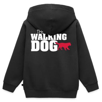 The Dog Walking Round 2 - Sweat Premium à capuche zippé enfant bio - noir - Dos - AI Model Kid Male (0cm)