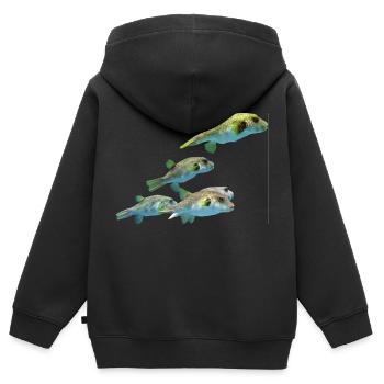 blowfish kugelfisch fischer fish animal tiere - Kinder Premium Organic Zip Hoodie - Schwarz - Hinten - AI Model Kid Male (0cm)
