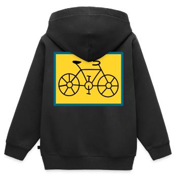 VÉLO. VELO - Sweat Premium à capuche zippé enfant bio - noir - Dos - AI Model Kid Male (0cm)