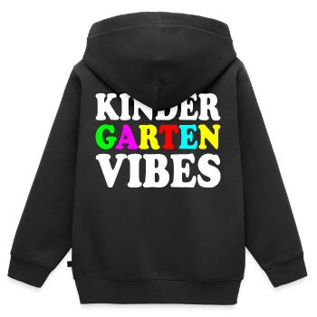 kindergarten vibes - Sweat Premium à capuche zippé enfant bio - noir - Dos - AI Model Kid Male (0cm)