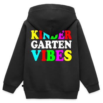 kindergarten vibes - Sweat Premium à capuche zippé enfant bio - noir - Dos - AI Model Kid Male (0cm)