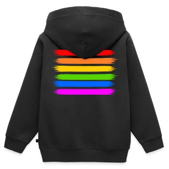 rainbow flag - Kids Premium Organic Zip-up Hoodie - black - Back - AI Model Kid Male (0cm)