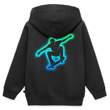 Patinage Skateur Skateur Enfants Planche à roulettes - Sweat Premium à capuche zippé enfant bio - noir - Dos - AI Model Kid Male (0cm)