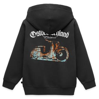 Simson Schwalbe - Ostdeutschland - Oldskool - Kinder Premium Organic Zip Hoodie - Schwarz - Hinten - AI Model Kid Male (0cm)