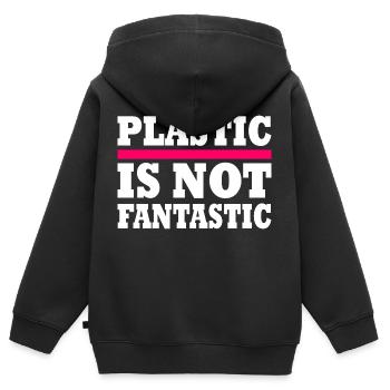 Plastic is not fantastic - Kids Premium Organic Zip-up Hoodie - black - Back - AI Model Kid Male (0cm)
