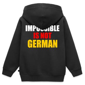 impossible is not german - Allemagne - Sweat Premium à capuche zippé enfant bio - noir - Dos - AI Model Kid Male (0cm)