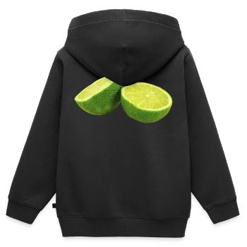 citron lime citron veggie Veggie agrumes - Sweat Premium à capuche zippé enfant bio - noir - Dos - AI Model Kid Male (0cm)