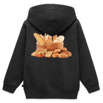brot broetchen crossaint baecker baguette bread bu - Kinder Premium Organic Zip Hoodie - Schwarz - Hinten - AI Model Kid Male (0cm)