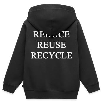 Reduce, Reuse, RECYCLE - Kinder Premium Organic Zip Hoodie - Schwarz - Hinten - AI Model Kid Male (0cm)