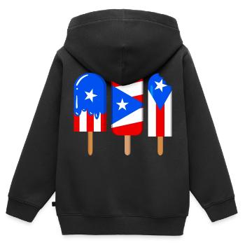 Puerto Rico - Kinder Premium Organic Zip Hoodie - Schwarz - Hinten - AI Model Kid Male (0cm)