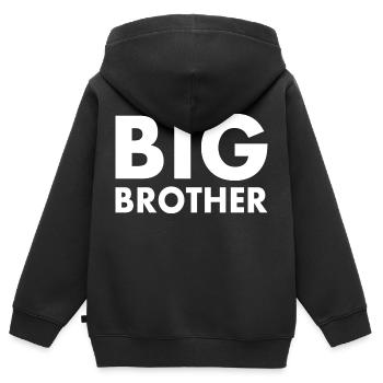Big brother - Sweat Premium à capuche zippé enfant bio - noir - Dos - AI Model Kid Male (0cm)