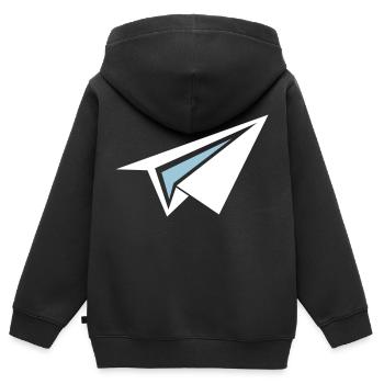 Papierflieger Flugzeug - Kinder Premium Organic Zip Hoodie - Schwarz - Hinten - AI Model Kid Male (0cm)