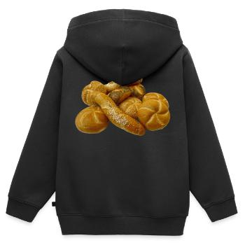 brot broetchen crossaint baecker baguette bread bu - Kinder Premium Organic Zip Hoodie - Schwarz - Hinten - AI Model Kid Male (0cm)